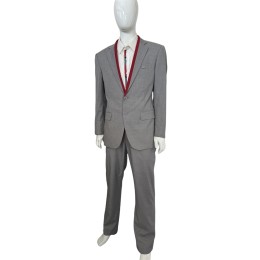 【訂製酒店安保員工西服套裝】|灰色西裝外套+長袖襯衫+灰色長褲平|西裝駁領設計|長袖合身剪裁|灰紅撞色領口|兩粒紐與翻蓋口袋設計|西裝供應商   HL075 【訂製酒店安保員工西服套裝】|灰色西裝外套+長袖襯衫+灰色長褲平|西裝駁領設計|長袖合身剪裁|灰紅撞色領口|兩粒紐與翻蓋口袋設計|西裝供應商   HL075